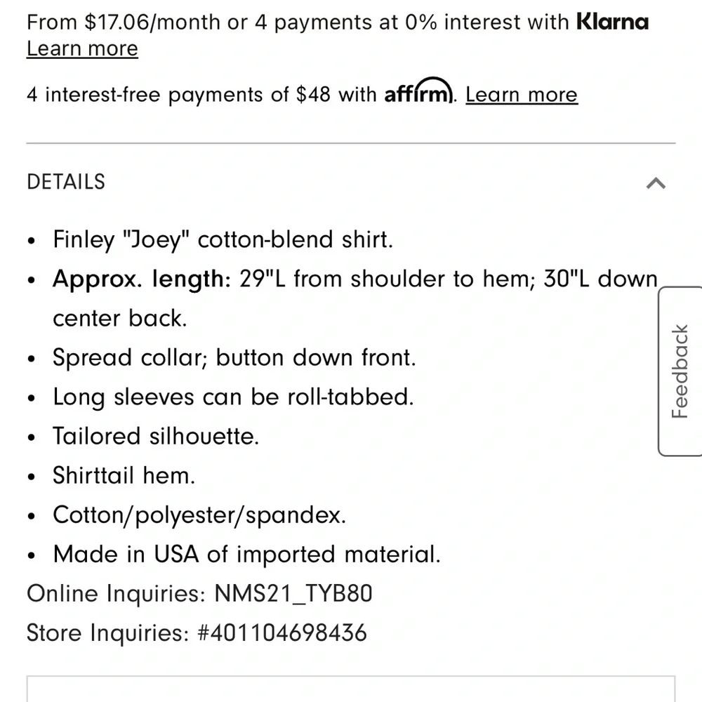 Finley button down Joey roll sleeve top black  sz medium. - Picture 6 of 6